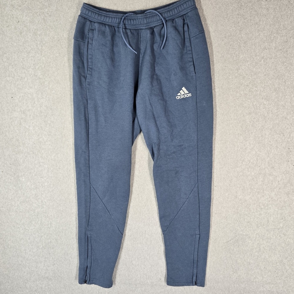 Adidas Men Sweatpants M Blue Pants Fleece Jogger Logo 29" Inseam Stretch Pockets